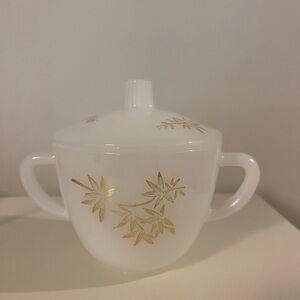 Vintage Federal Glass Sugar Bowl with flowers